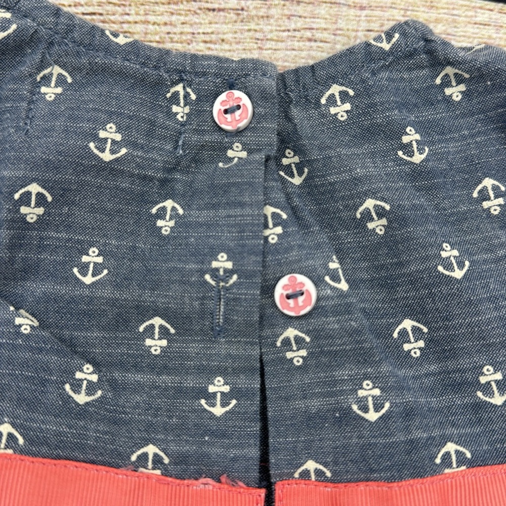 Dylan & Abby Anchor Jean with Peach Bows Romper Size 0-3 Months - Picture 3 of 4